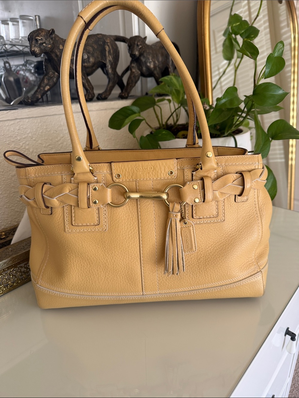 Large vintage Coach Hampton Pebble Leather Satchel
